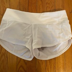 Lululemon White Speed Up Low-Rise Lined Short 2.5